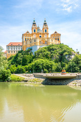 Fototapeta premium View at the Benedictin Abbey with Danube river in Melk - Austria