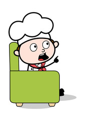 Sitting on Chair and Talking - Cartoon Waiter Male Chef Vector Illustration