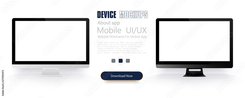 Fototapete Computer monitor mockup  with blank white screen isolated. Web design concept to showcasing your web projects. Vector illustration