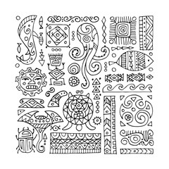Naklejka premium Ethnic handmade ornament for your design. Polynesian style