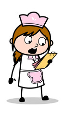 Reading Letter - Retro Cartoon Waitress Female Chef Vector Illustration