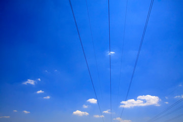 Wires in the blue sky