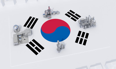 industrial plants on flag South Korea