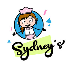 Ad Banner - Retro Cartoon Waitress Female Chef Vector Illustration
