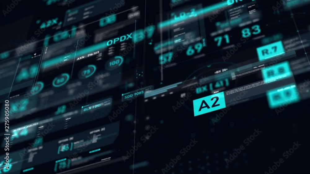 Poster futuristic user interface hud gui digital text number element for cyber technology concept with shal