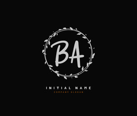 B A BA Beauty vector initial logo, handwriting logo of initial signature, wedding, fashion, jewerly, boutique, floral and botanical with creative template for any company or business.