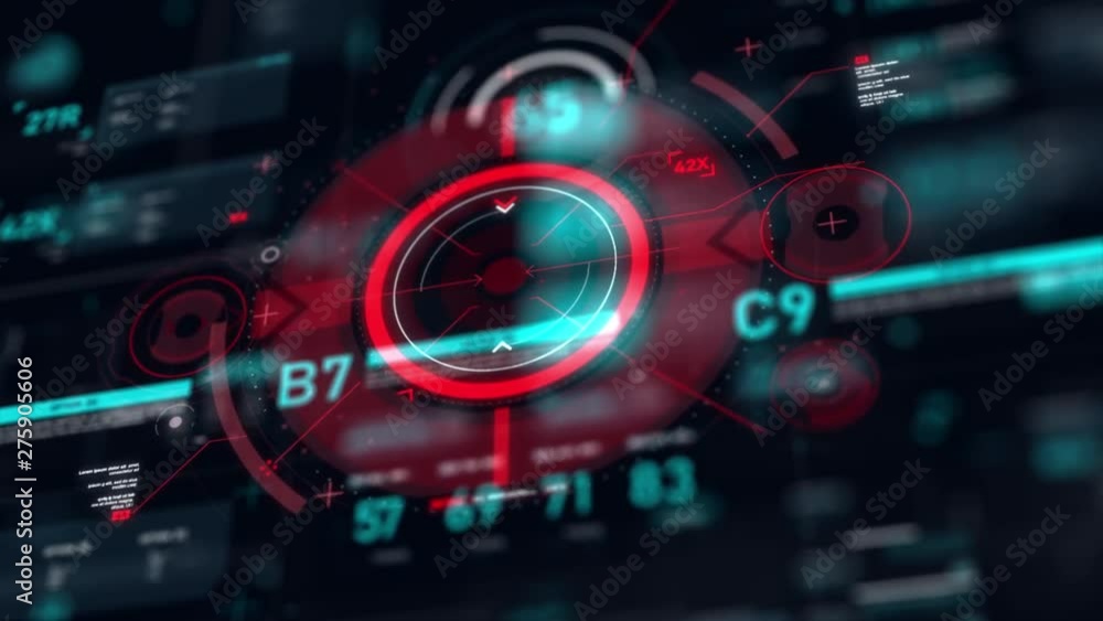 Poster target pointer and futuristic user interface hud gui digital text number element for cyber technolog