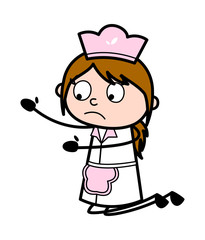 Calling for Hug - Retro Cartoon Waitress Female Chef Vector Illustration