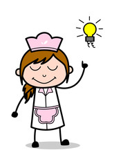 Got an Idea - Retro Cartoon Waitress Female Chef Vector Illustration