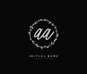 A AA Beauty vector initial logo, handwriting logo of initial signature, wedding, fashion, jewerly, boutique, floral and botanical with creative template for any company or business.