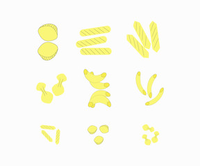 pasta of different varieties in the stacks. Italian pasta