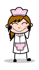 Lovely Smile - Retro Cartoon Waitress Female Chef Vector Illustration