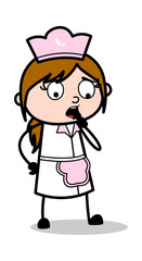 Confused - Retro Cartoon Waitress Female Chef Vector Illustration