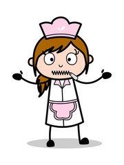 Zipper Mouth - Retro Cartoon Waitress Female Chef Vector Illustration