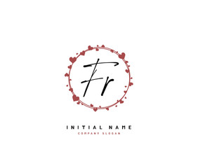 F R FR Beauty vector initial logo, handwriting logo of initial signature, wedding, fashion, jewerly, boutique, floral and botanical with creative template for any company or business.