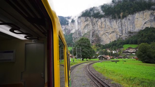 Backward: Passing Through the Rail Road of Kleine Scheidegg Switzerland