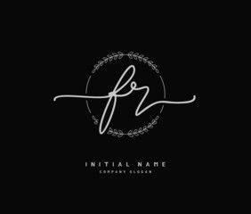 F R FR Beauty vector initial logo, handwriting logo of initial signature, wedding, fashion, jewerly, boutique, floral and botanical with creative template for any company or business.