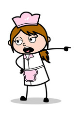 Very Angry- Retro Cartoon Waitress Female Chef Vector Illustration