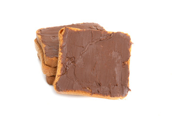 rusk with chocolate cream isolated