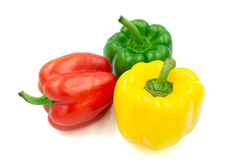 three peppers isolated on white background
