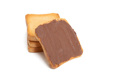 rusk with chocolate cream isolated