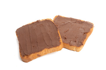 rusk with chocolate cream isolated