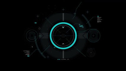 Target pointer and Futuristic user interface HUD GUI digital text number element for cyber technology concept with shallow depth of field dark and grain processed - Powered by Adobe