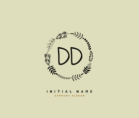 D DD Beauty vector initial logo, handwriting logo of initial signature, wedding, fashion, jewerly, boutique, floral and botanical with creative template for any company or business.