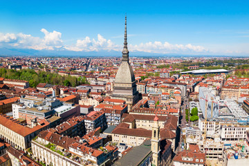 Obraz premium Turin aerial panoramic view, Italy