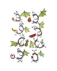 Hand drawn cute monsters