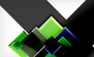 Fototapeta premium Bright colorful square shape blocks geometrical background