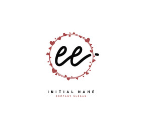 E EE Beauty vector initial logo, handwriting logo of initial signature, wedding, fashion, jewerly, boutique, floral and botanical with creative template for any company or business.