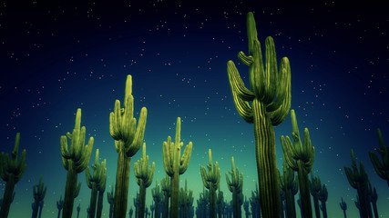 Cactus Nighttime 3d Render © T_Motion