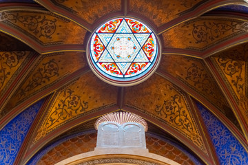 Prague, Czech Republic, 20 June 2019 - View from the interior of Jerusalem Jubilee Synagogue in Prague, Czech Republic
