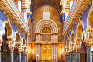 Prague, Czech Republic, 20 June 2019 - View from the interior of Jerusalem Jubilee Synagogue in Prague, Czech Republic