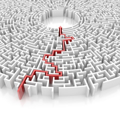 Target maze, business and life choices concepts. Original 3d rendering