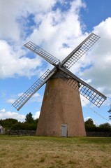 Fototapeta na wymiar The Bembridge windmill, Isle of Wight is the only windmill left on the island