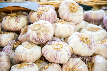 Fototapeta premium Garlic at the market display stall