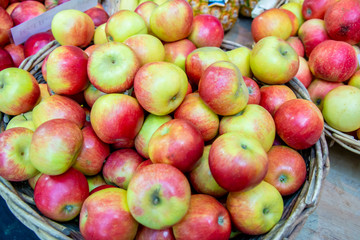 Apples at the market display stall