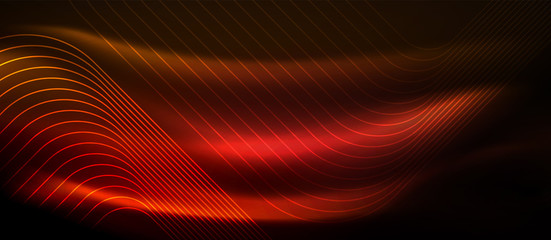 Neon square shapes lines on glowing light background