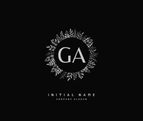 G A GA Beauty vector initial logo, handwriting logo of initial signature, wedding, fashion, jewerly, boutique, floral and botanical with creative template for any company or business.