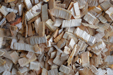 Wood chips background, light texture