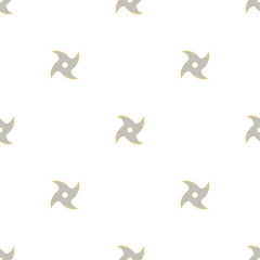 Seamless pattern with shurikens. Ninja weapon. Samurai equipment. Cartoon style. Vector illustration for design, web, wrapping paper, fabric, wallpaper. © Alody