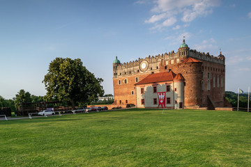 Fototapeta premium Castle on the hill in Golub city Dobrzyn, panorama of the city center, Poland