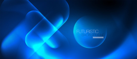 Blue neon round shapes techno background