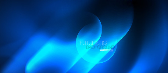 Blue neon round shapes techno background
