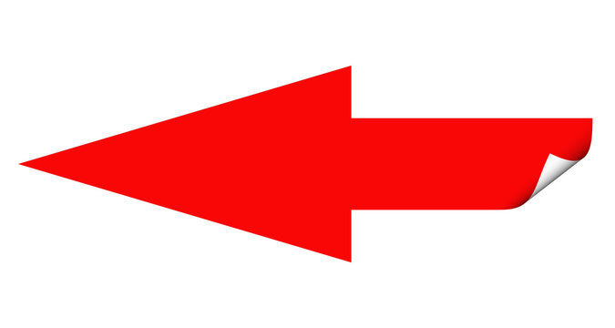 Roter Pfeil nach links vor wei&szlig;em Hintergrund