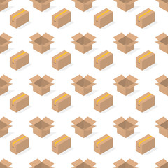 Seamless background from a set of cardboard boxes, vector illustration.