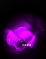 Shiny neon geometric waves template