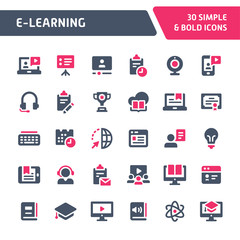 E-learning Vector Icon Set.